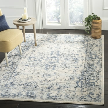 SAFAVIEH Charleston Zharko Floral Area Rug, Ivory/Navy, 6'7" x 6'7" Square