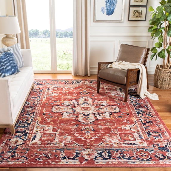 SAFAVIEH Charleston Zharko Floral Area Rug, Red/Ivory, 10' x 14'