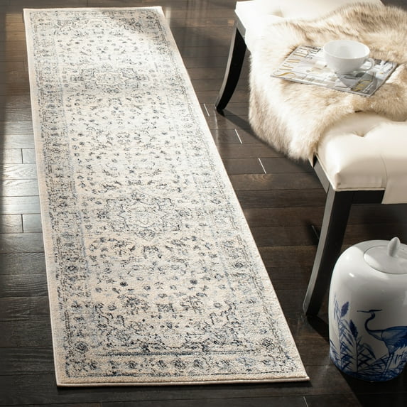 SAFAVIEH Charleston Zharko Floral Runner Rug, Ivory/Light Blue, 2' x 8'