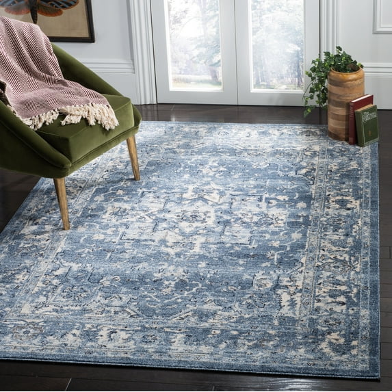 SAFAVIEH Charleston Zharko Floral Area Rug, Navy/Creme, 8' x 8' Square