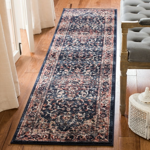 SAFAVIEH Charleston Zharko Floral Runner Rug, Navy/Red, 2' x 5'