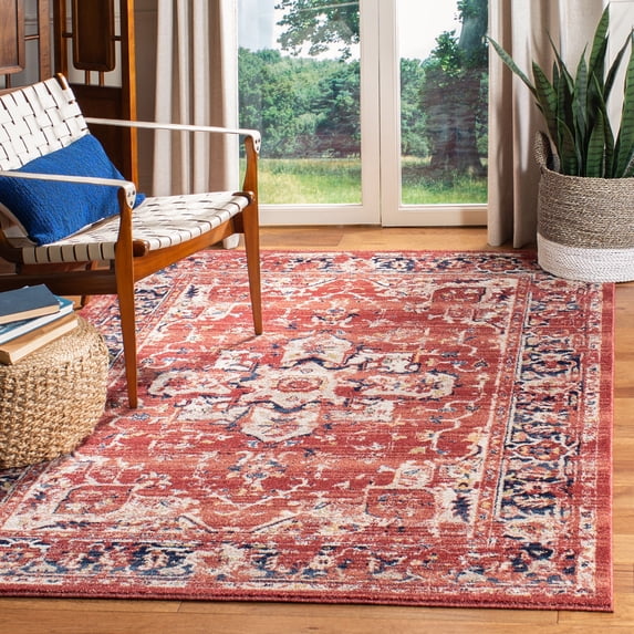 SAFAVIEH Charleston Zharko Floral Area Rug, Red/Ivory, 4' x 6'