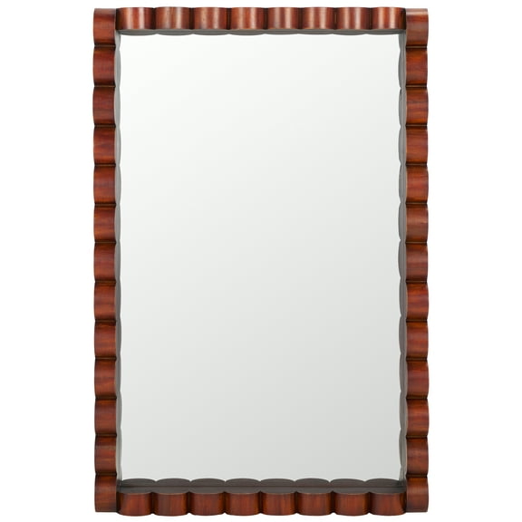 SAFAVIEH Charli 26" x 39" Walnut Traditional Wall Mirror