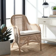 SAFAVIEH Charlie Rattan Club Chair w/ Cushion, Grey White Wash