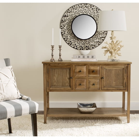 SAFAVIEH Charlotte Rustic Storage Sideboard w/ 2 Cabinets & 4 Drawers, Oak