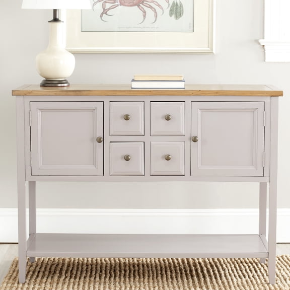 SAFAVIEH Charlotte Rustic Storage Sideboard w/ 2 Cabinets & 4 Drawers, Quartz Grey/Oak
