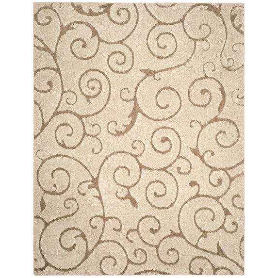 SAFAVIEH Charlotte Shag Ship Floral Area Rug, Cream/Beige, 8' x 10'