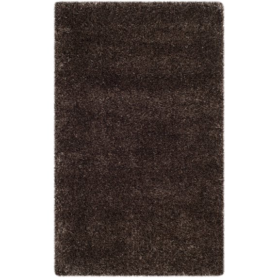 SAFAVIEH Charlotte Solid Plush Shag Area Rug, Brown, 3' x 5'