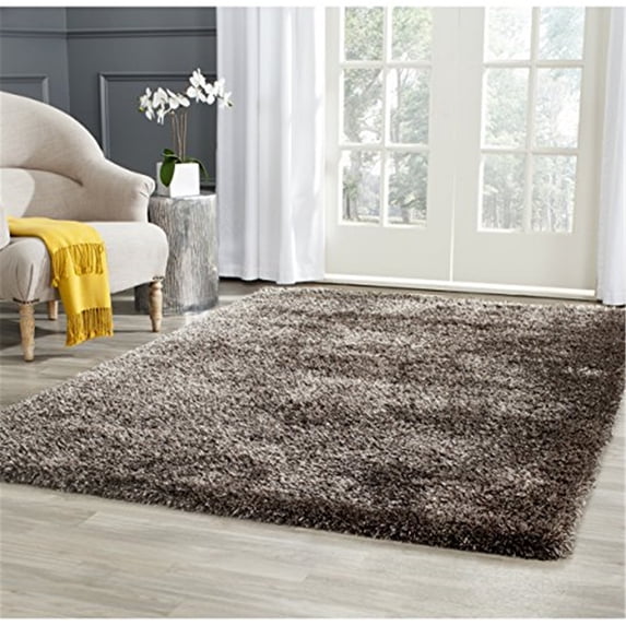 SAFAVIEH Charlotte Solid Plush Shag Area Rug, Brown, 4' x 6'