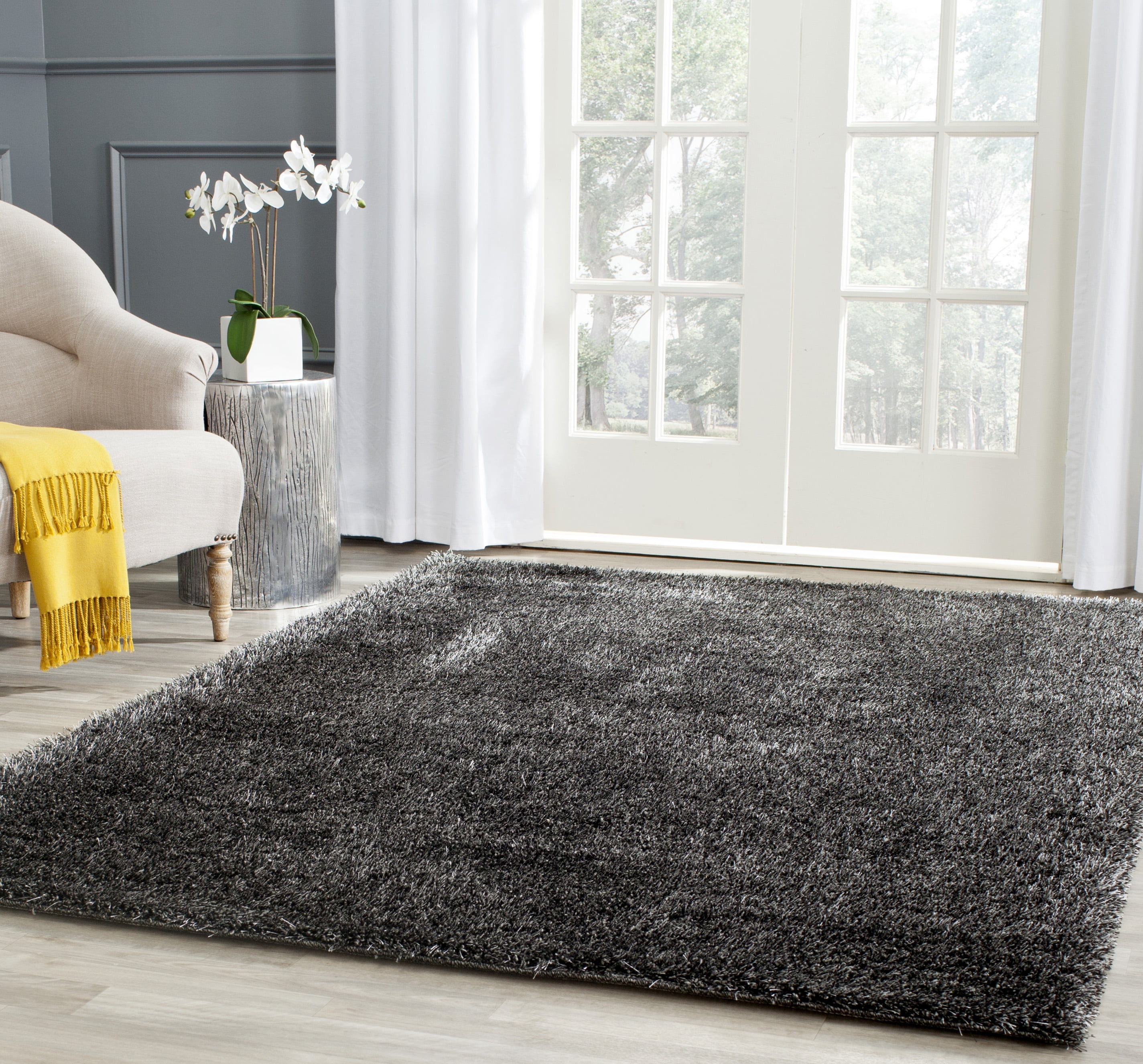 Charlotte Charcoal Gray Shag 4' x 6' Area Rug