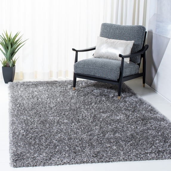 SAFAVIEH Charlotte Solid Plush Shag Area Rug, Grey, 8' x 10'