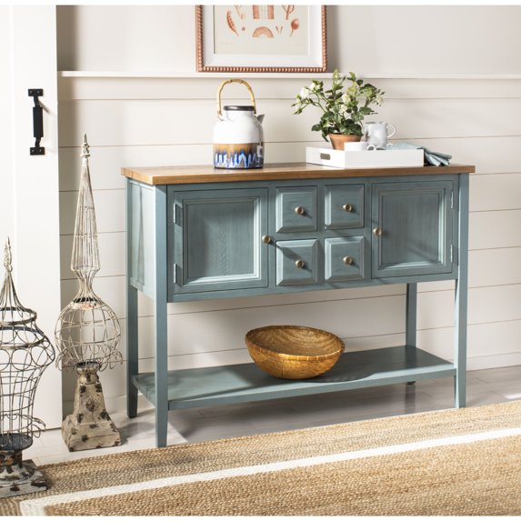 SAFAVIEH Charlotte Storage Sideboard Blue / Oak