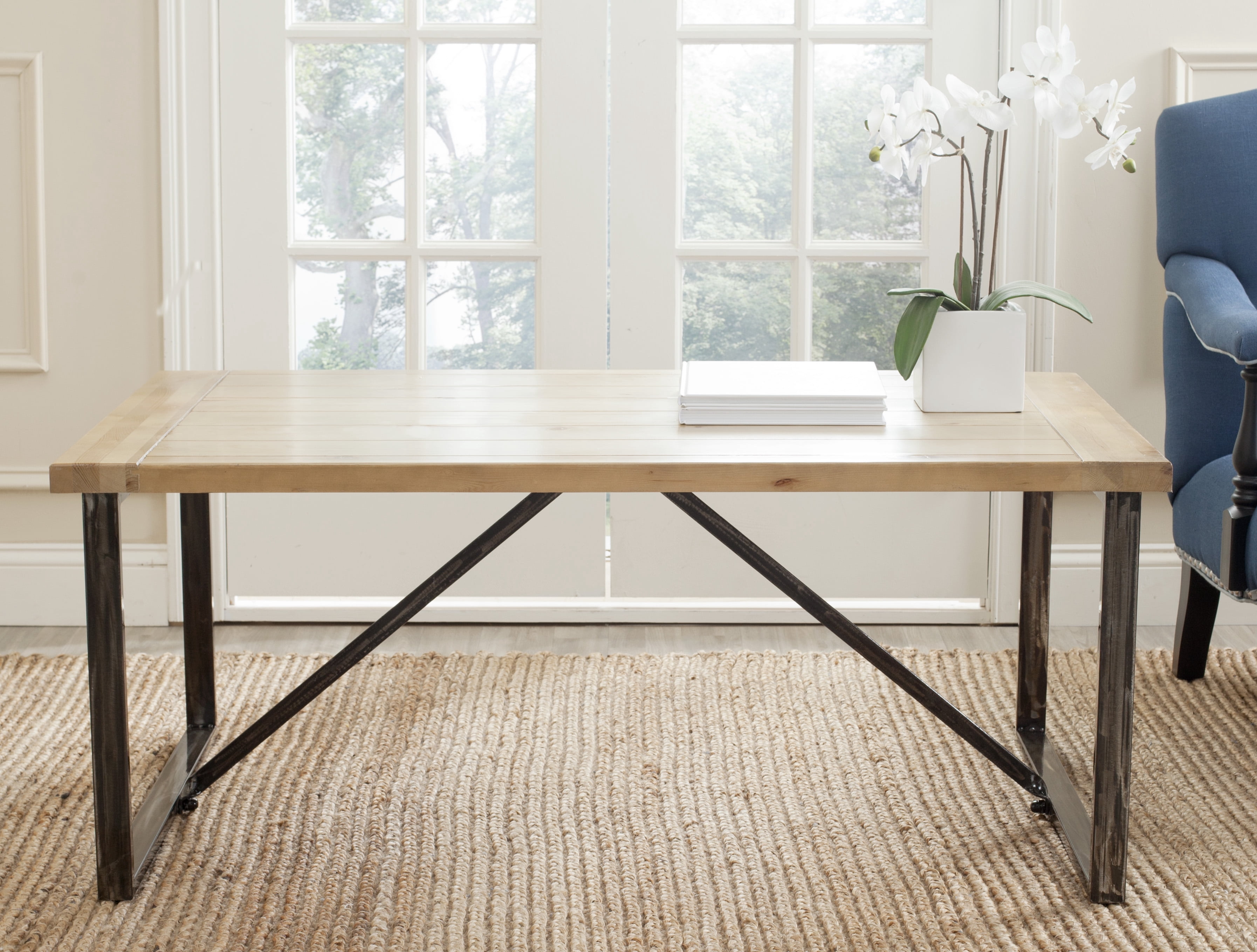 SAFAVIEH Chase Traditional Rustic Wood Top Coffee Table, Natural