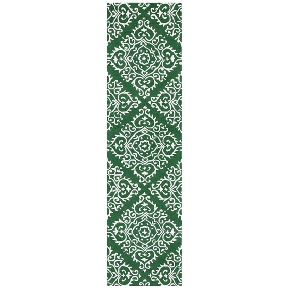 SAFAVIEH Chatham Alexis Geometric Runner Rug, Green/Ivory, 2'3" x 9'