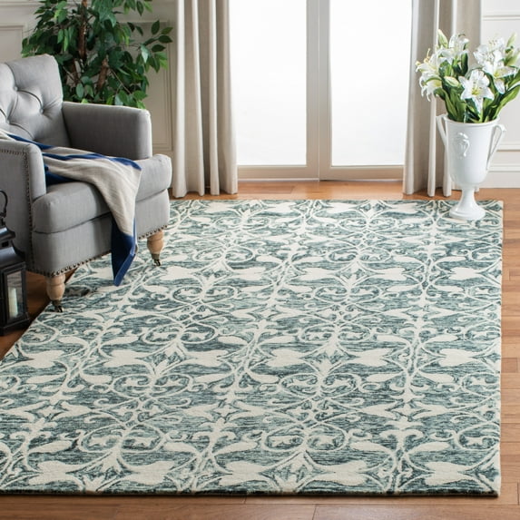 SAFAVIEH Chatham Ambrose Geometric Wool Area Rug, Charcoal/Ivory, 6' x 9'