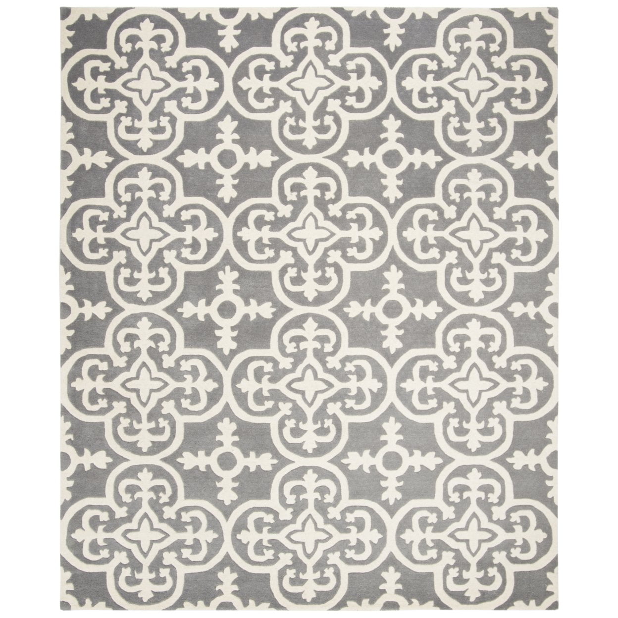 Hand-tufted Chevron Wool Area Rug in Dark Grey/Ivory, 5' x 8'