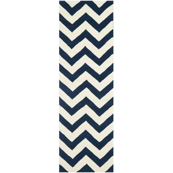 SAFAVIEH Chatham CHT715C Handmade Dark Blue / Ivory Rug
