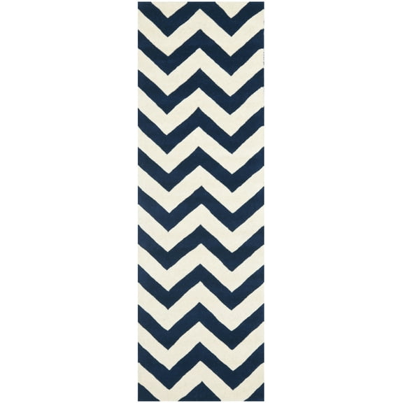SAFAVIEH Chatham CHT715C Handmade Dark Blue / Ivory Rug