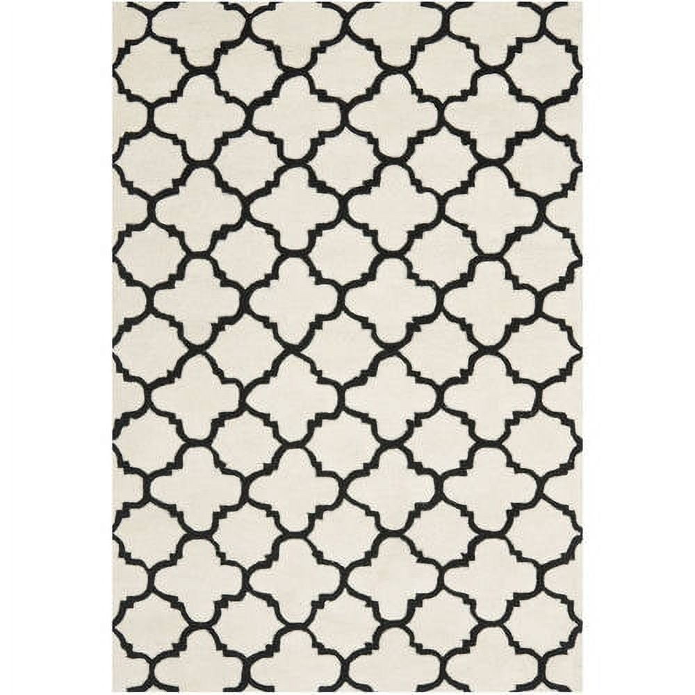 Ivory and Black Hand-Tufted Wool Area Rug