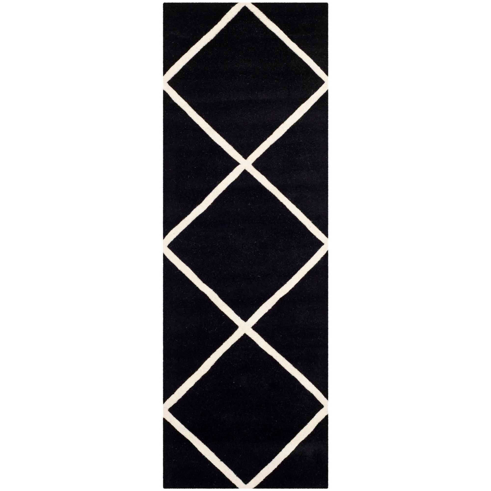 Hand-Tufted Black and Ivory Wool Area Rug, 2'3" x 5'