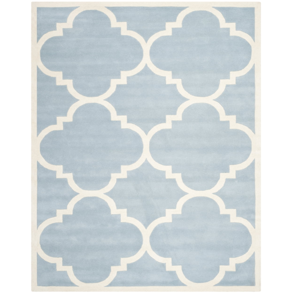Hand-Tufted Blue and Ivory Wool Rectangular Rug, 3' x 5'