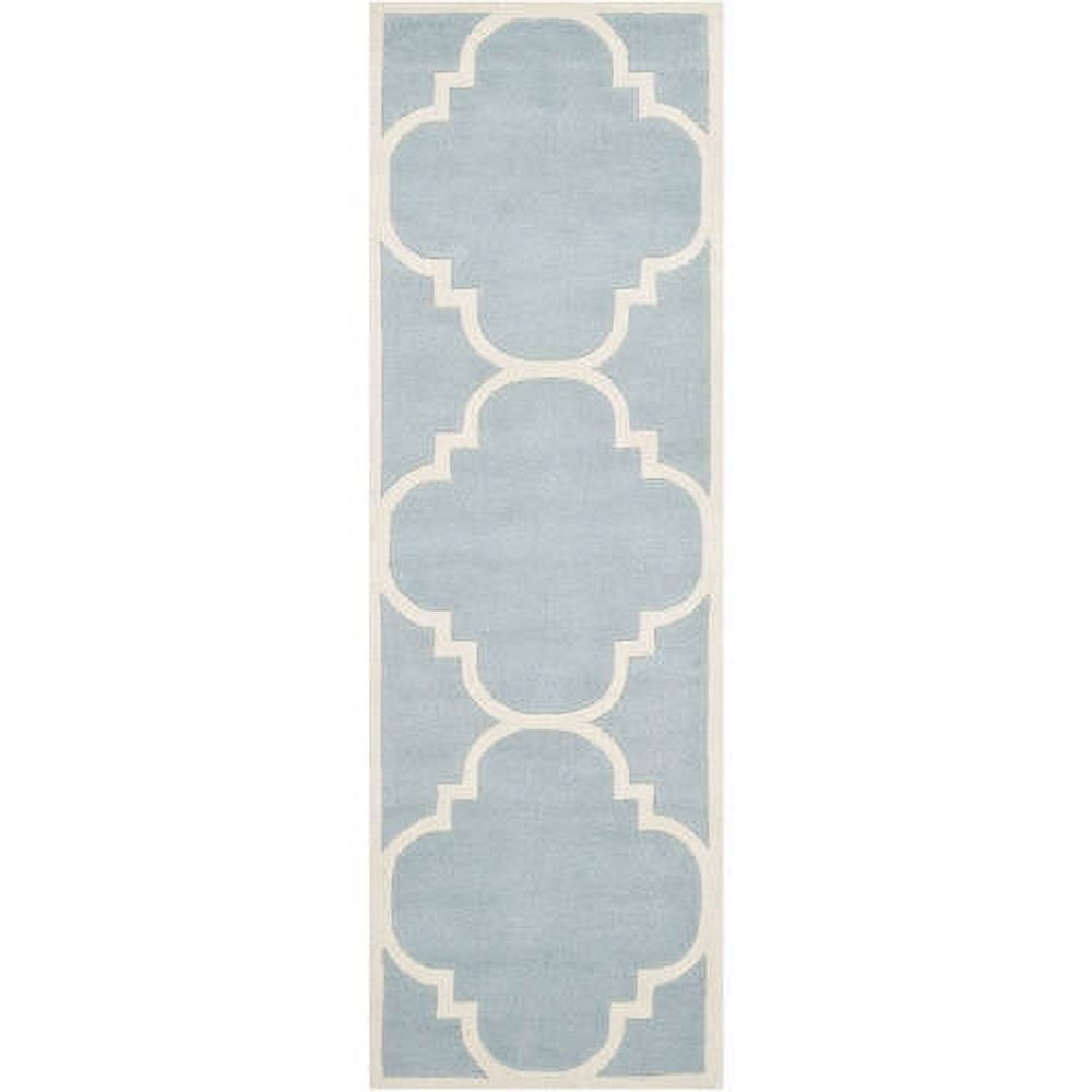Chatham Collection Hand-Tufted Wool Runner in Blue/Ivory