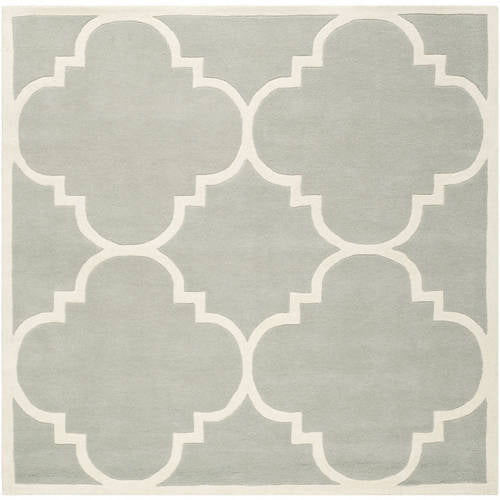 Off-White and Grey Handmade Wool Tufted Rug