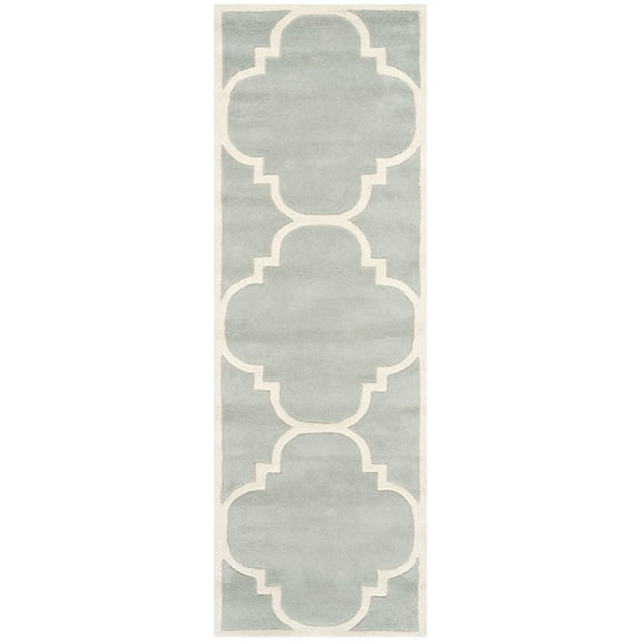 SAFAVIEH Chatham Hayden Geometric Wool Runner Rug, Gray/Ivory, 2'3" x 5'