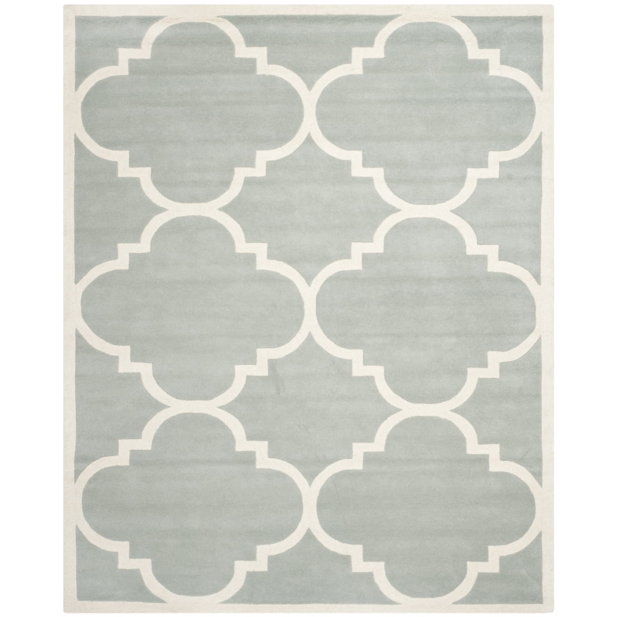 Handmade Grey and Ivory Wool Tufted Area Rug, 5' x 8'