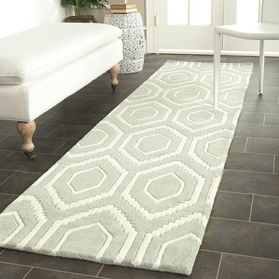 SAFAVIEH Chatham Graham Geometric Wool Runner Rug, Gray/Ivory, 2'3" x 13'