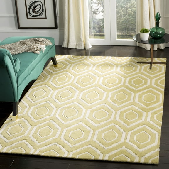 SAFAVIEH Chatham Graham Geometric Wool Area Rug, Light Gold/Ivory, 2' x 3'
