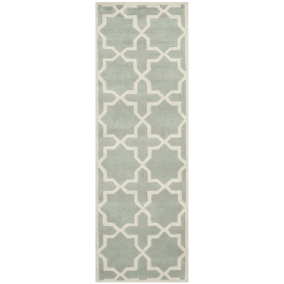 SAFAVIEH Chatham Giovanni Geometric Wool Runner Rug, Gray/Ivory, 2'3" x 11'