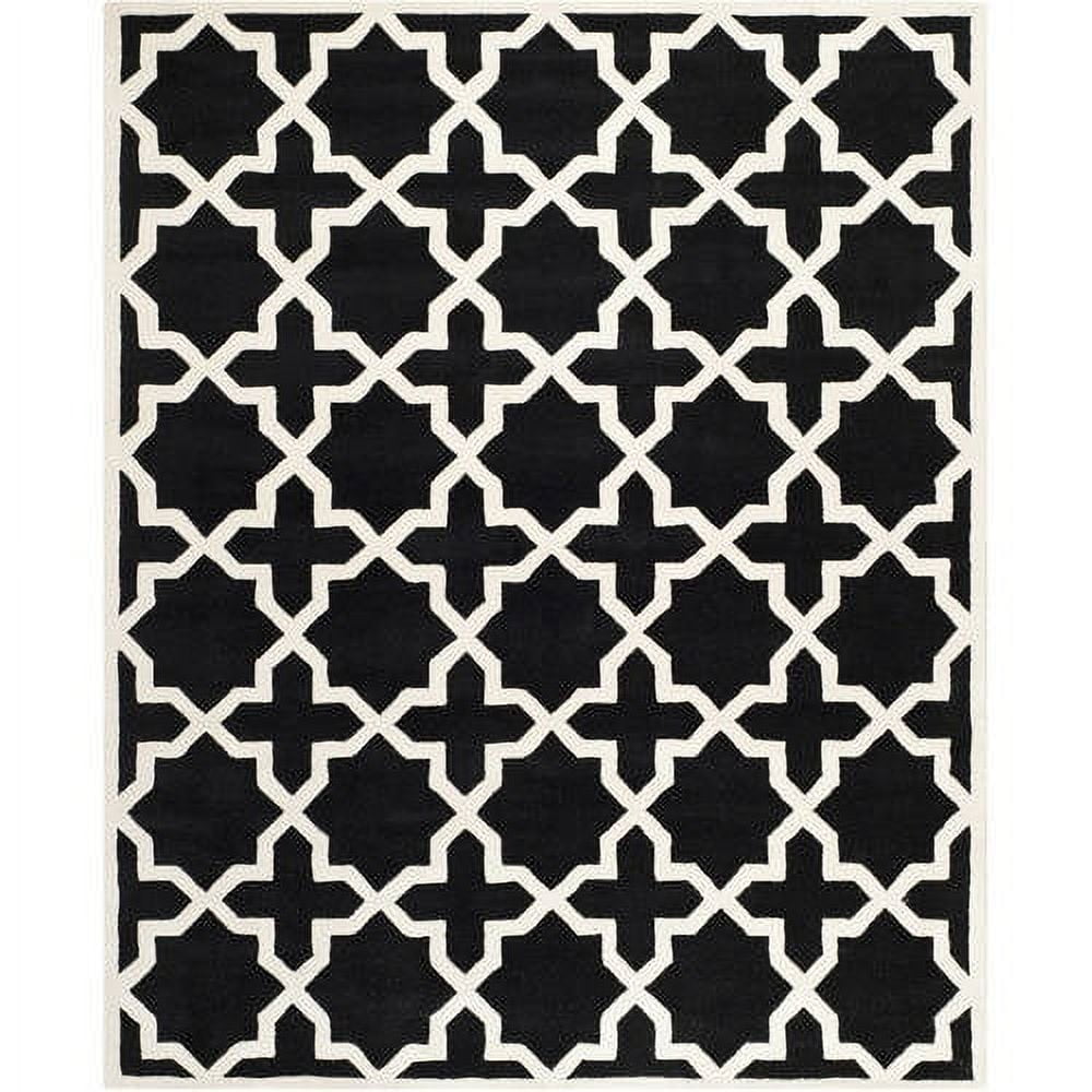 Black and Ivory Hand-Tufted Wool 9' x 12' Area Rug