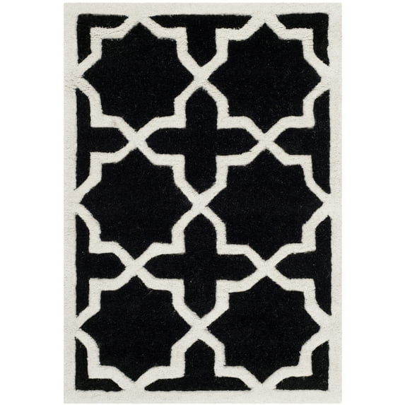 SAFAVIEH Chatham Giovanni Geometric Wool Area Rug, Black/Ivory, 3' x 5'