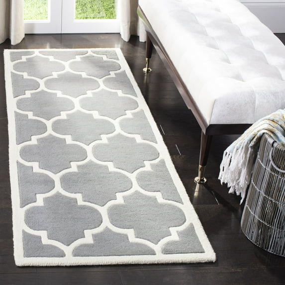 SAFAVIEH Chatham Gavin Geometric Wool Runner Rug, Dark Gray/Ivory, 2'3" x 11'