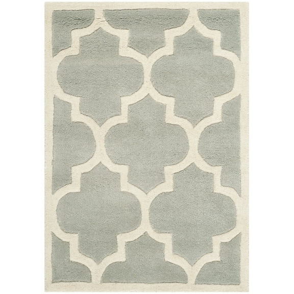 SAFAVIEH Chatham Gavin Geometric Wool Area Rug, Grey/Ivory, 3' x 5'