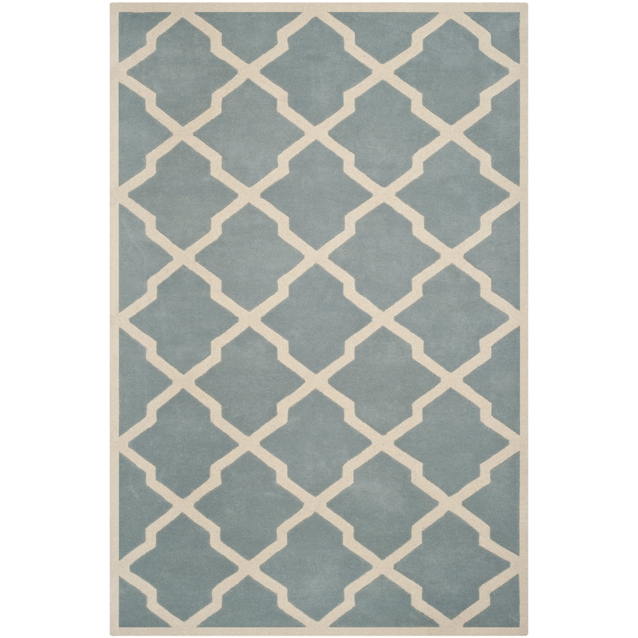 Hand-Tufted Blue and Ivory Wool 4' x 6' Rug