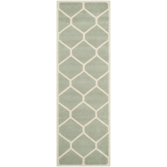 SAFAVIEH Chatham Greg Geometric Wool Runner Rug, Gray/Ivory, 2'3" x 9'