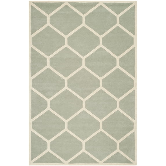 SAFAVIEH Chatham Greg Geometric Wool Area Rug, Gray/Ivory, 6' x 9'