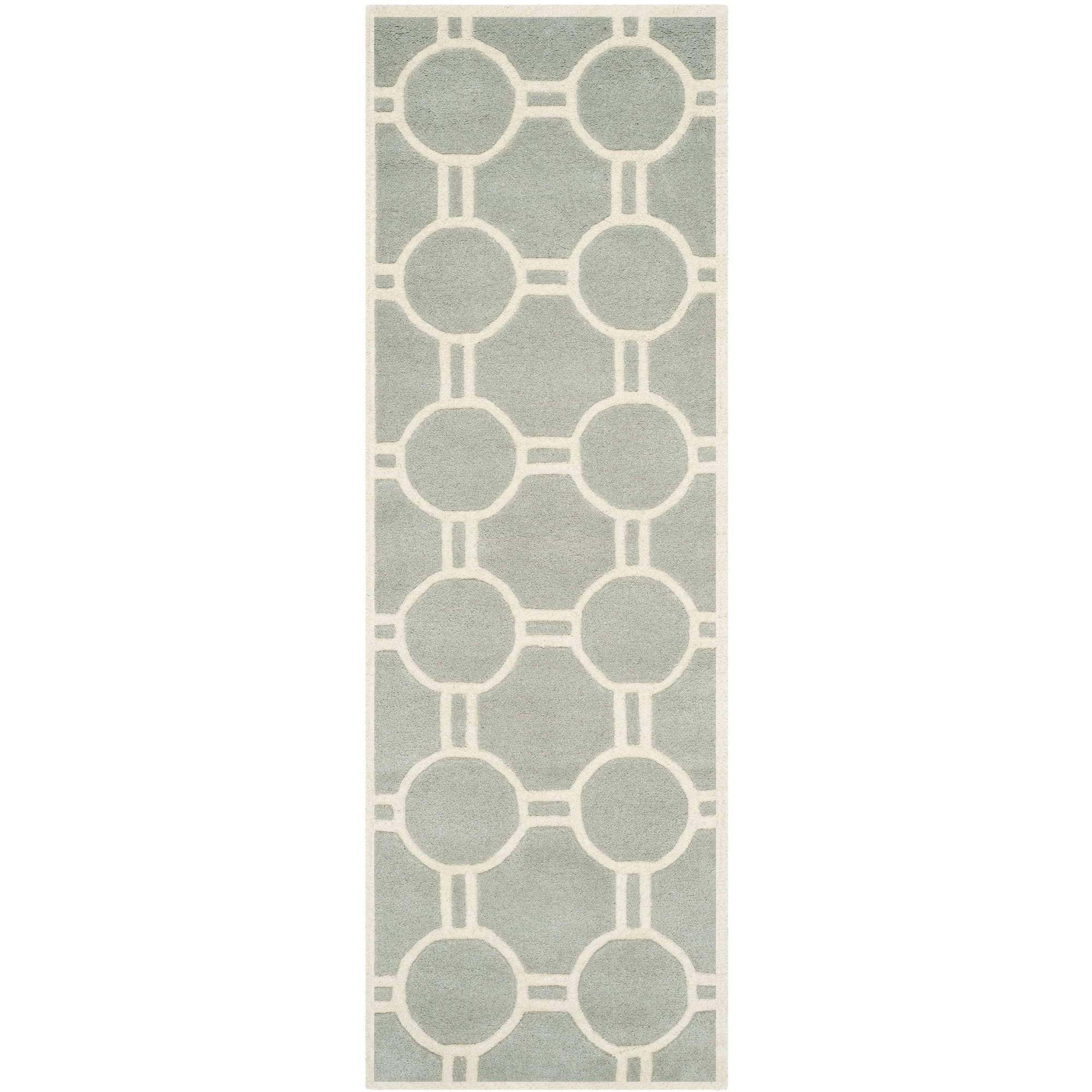 Grey/Ivory Hand-Tufted Wool Runner Rug 27" x 6"