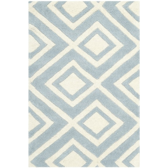 SAFAVIEH Chatham Eric Geometric Wool Area Rug, Blue/Ivory, 2' x 3'
