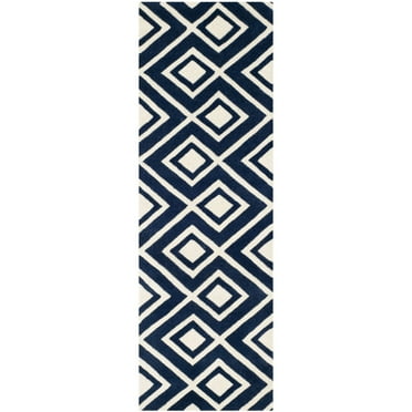 SAFAVIEH Chatham CHT742C Handmade Dark Blue / Ivory Rug