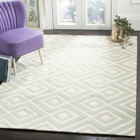 SAFAVIEH Chatham Eric Geometric Wool Area Rug, Gray/Ivory, 2' x 3'