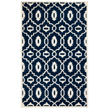 SAFAVIEH Chatham CHT745C Handmade Dark Blue / Ivory Rug