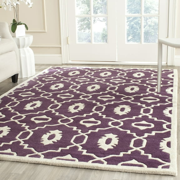 SAFAVIEH Chatham Ethan Geometric Wool Area Rug, Purple/Ivory, 2' x 3'
