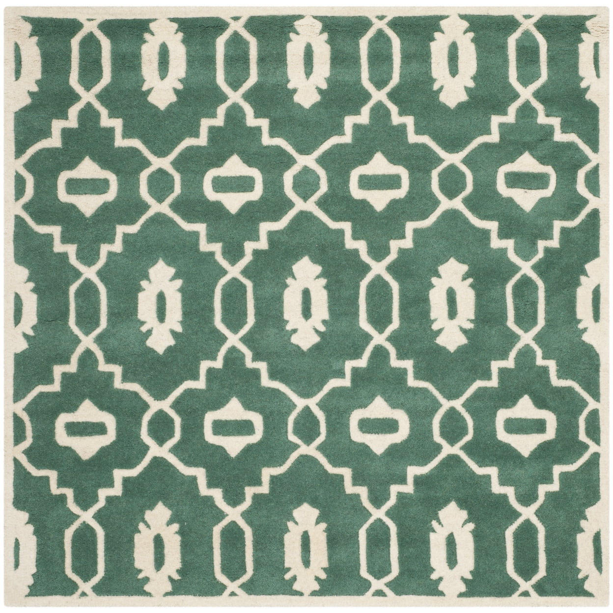 Ivory Square Hand-Tufted Wool Non-Slip Rug, 5' x 5'