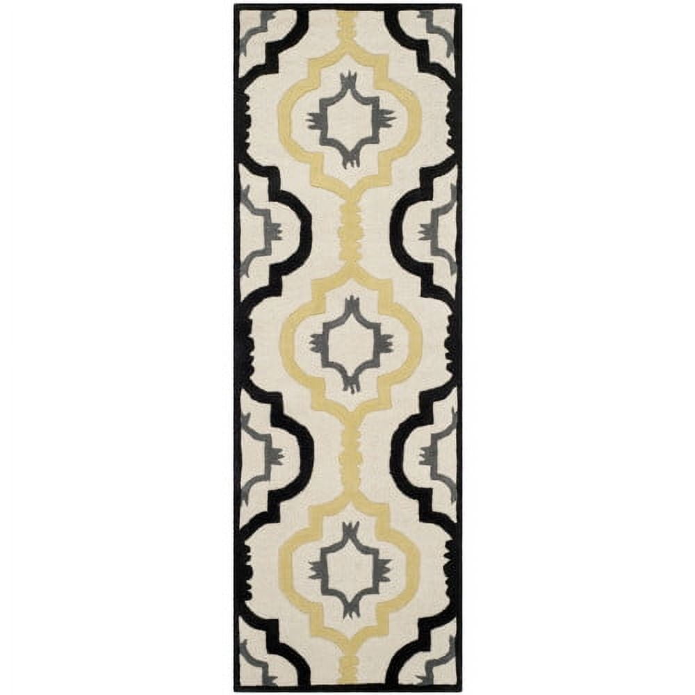 Off-White Handmade Wool Tufted Rug, 27" x 8"