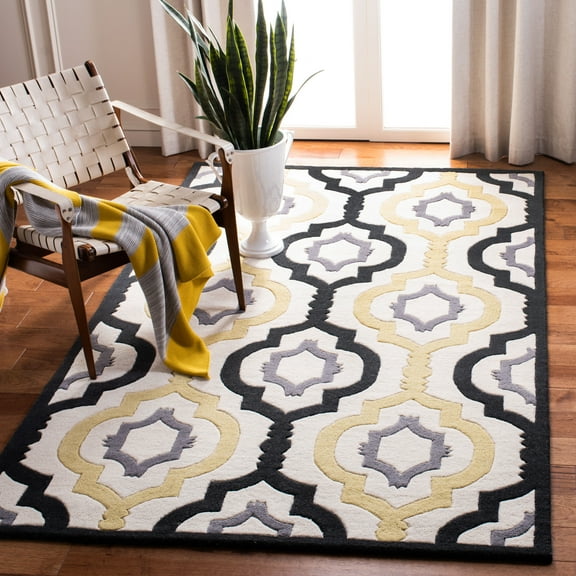 SAFAVIEH Chatham Dylan Geometric Wool Area Rug, Ivory/Multi, 4' x 6'