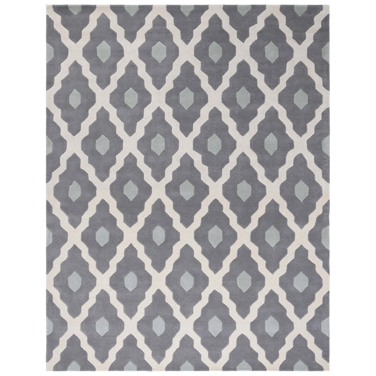 Ivory and Dark Grey Hand-Tufted Wool Area Rug