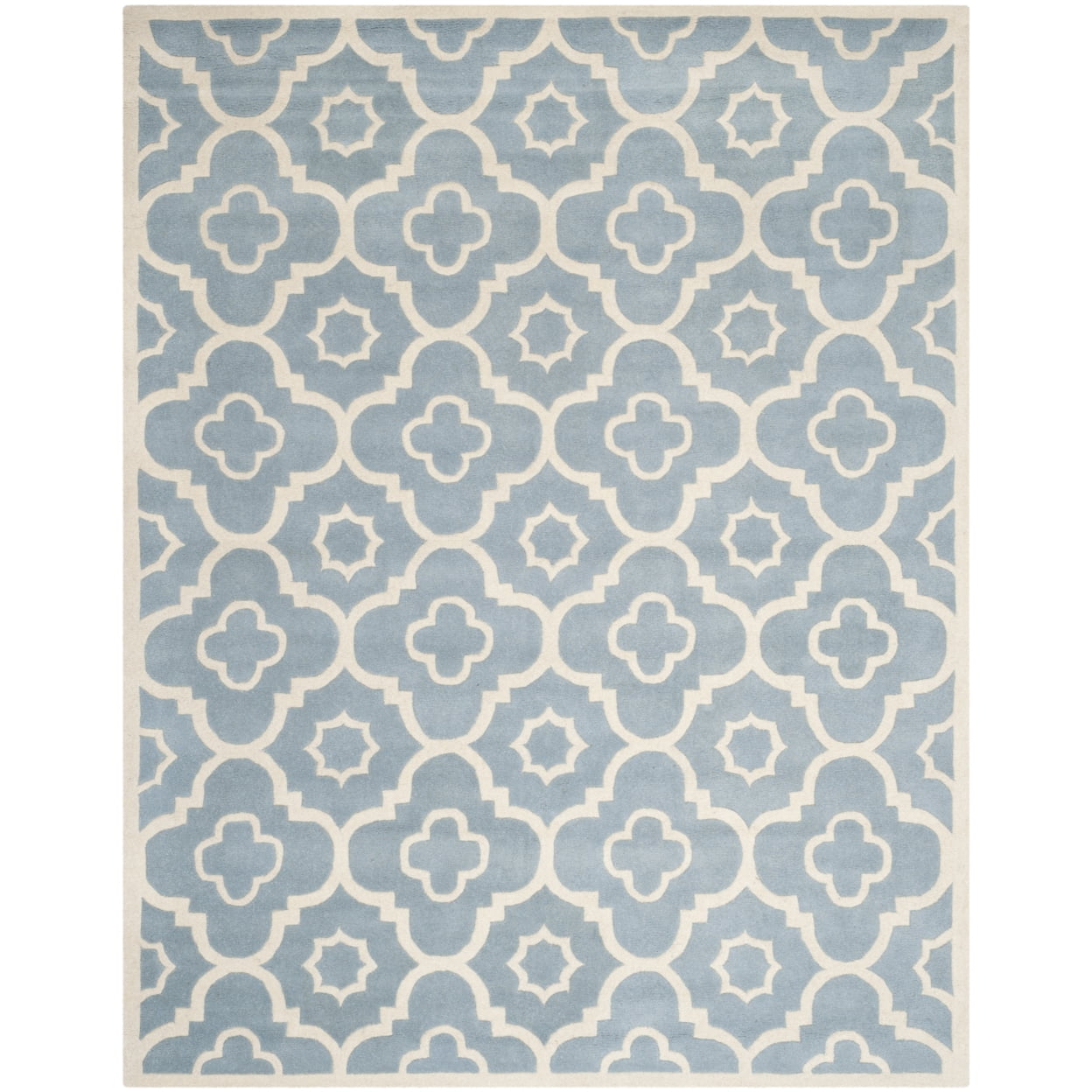 Handmade Blue and Ivory Wool Tufted 4' x 6' Rug